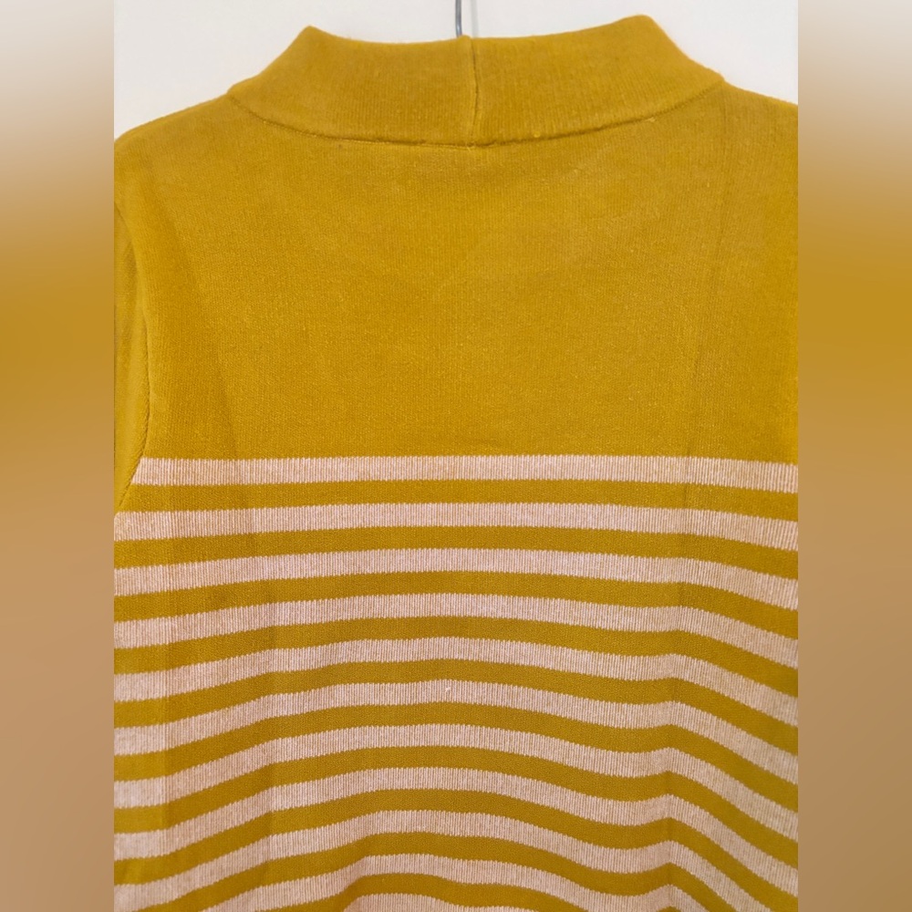 Moth by Anthropologie mustard yellow striped mock turtleneck sweater - Picture 7 of 7